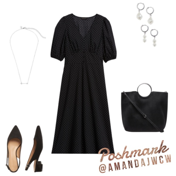 Banana Republic Classic Midi Dress - Black - NWT! - Picture 5 of 14